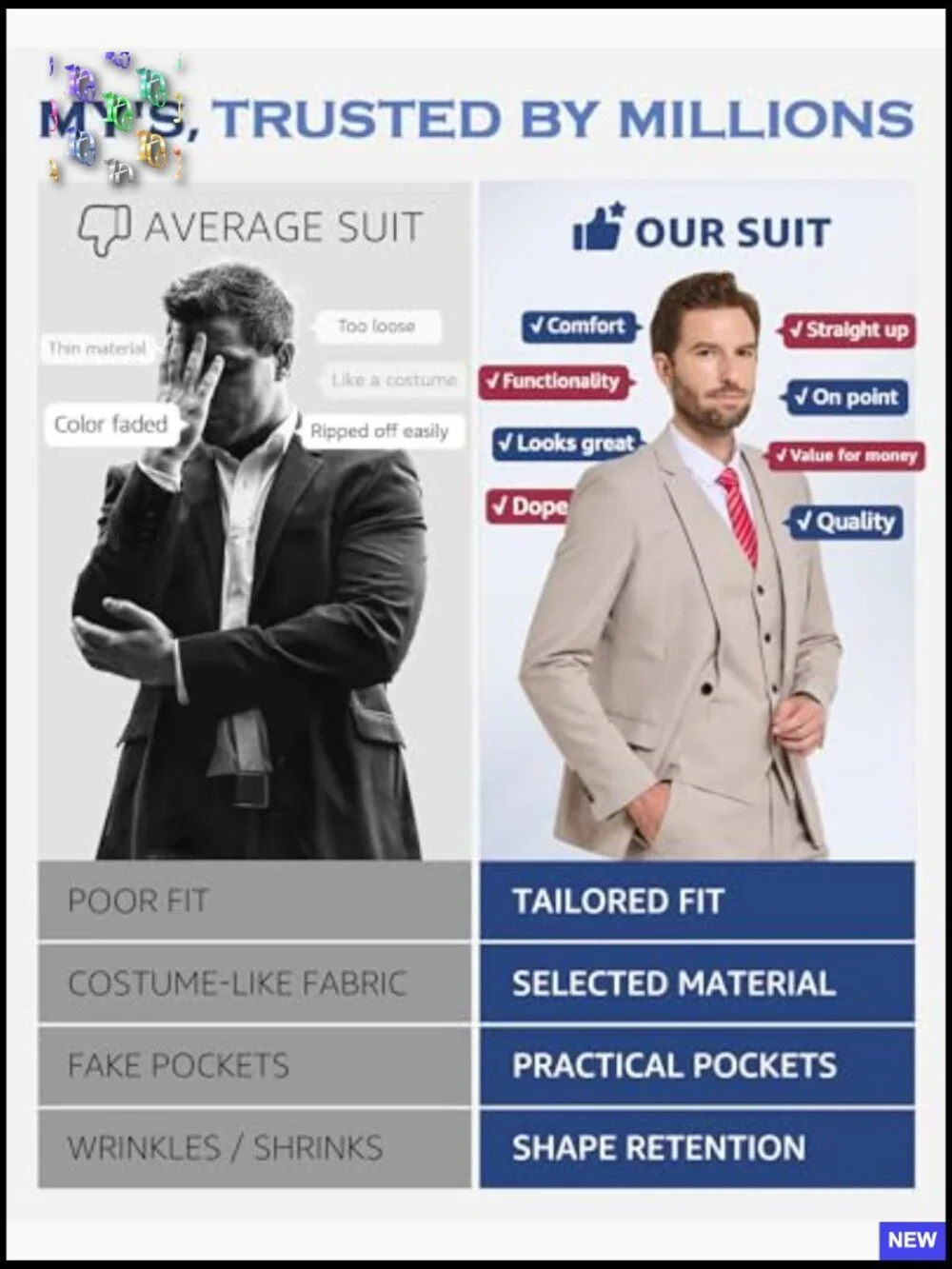 Slim Fit Three Piece Suit Set with Tie Classic Elegant Business Formal Wear